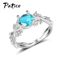 wedding crystal 925 sterling silver color rings leaf engagement cubic zircon ring fashion new brand bijoux women jewelry