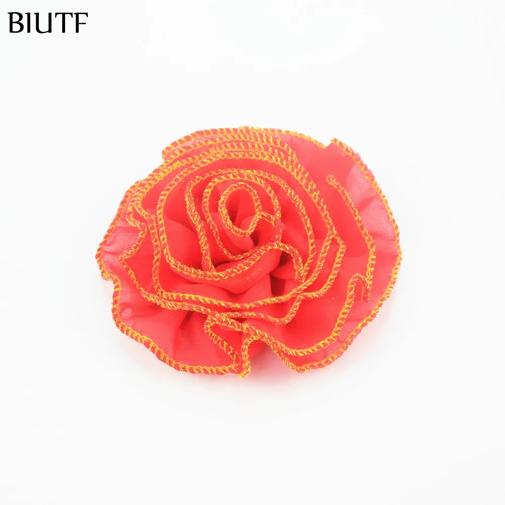 100 шт./лот летние цветные скрученные шифоновые цветы с оверлоком Детская повязка