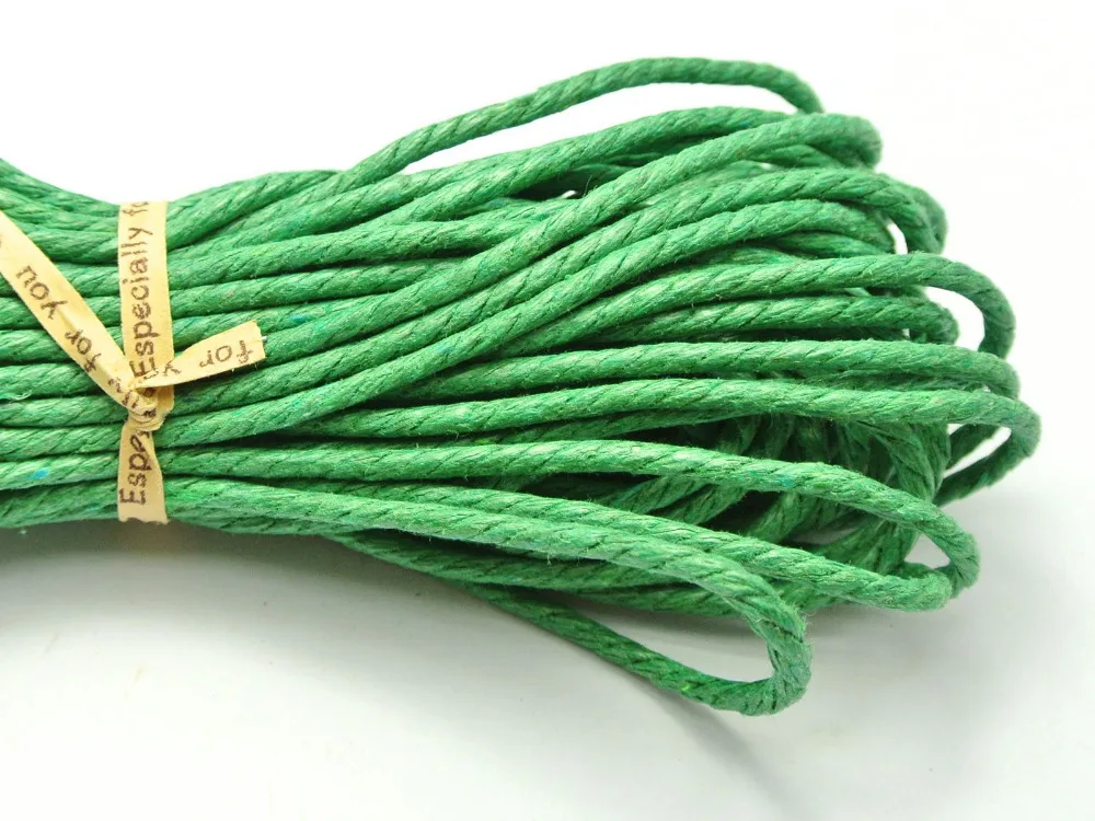 

60 Meters Green Twisted Waxed Cotton Cord String Thread Line 2mm