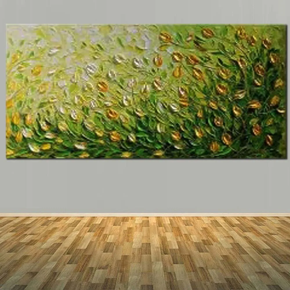 Ручная роспись современный толстый Impasto желтый цветок холст искусство картина