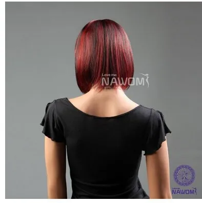 Harajuku Anime Wig Cosplay Women Europe Style Short Straight Synthetic Hair Black Red Ombre Wigs Costume Party Peruca Perucas |