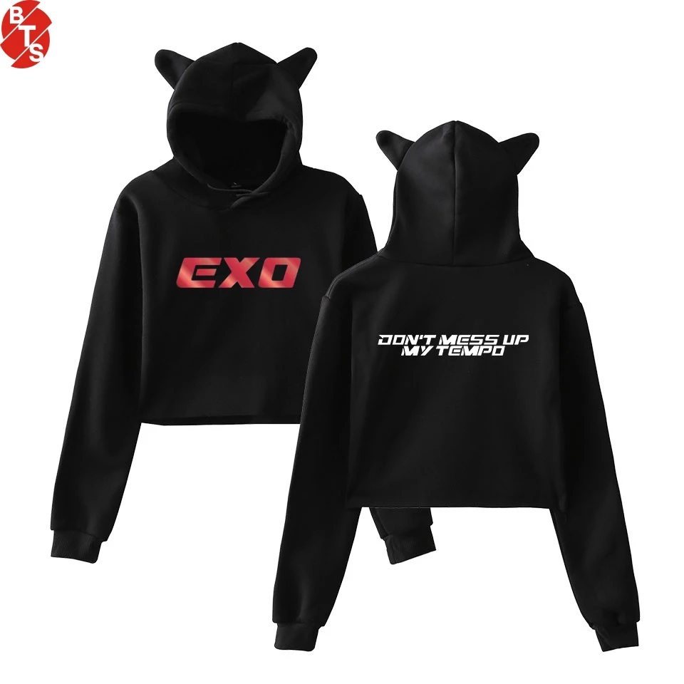 Женская толстовка с капюшоном EXO Kpop Повседневная Толстовка длинными рукавами и