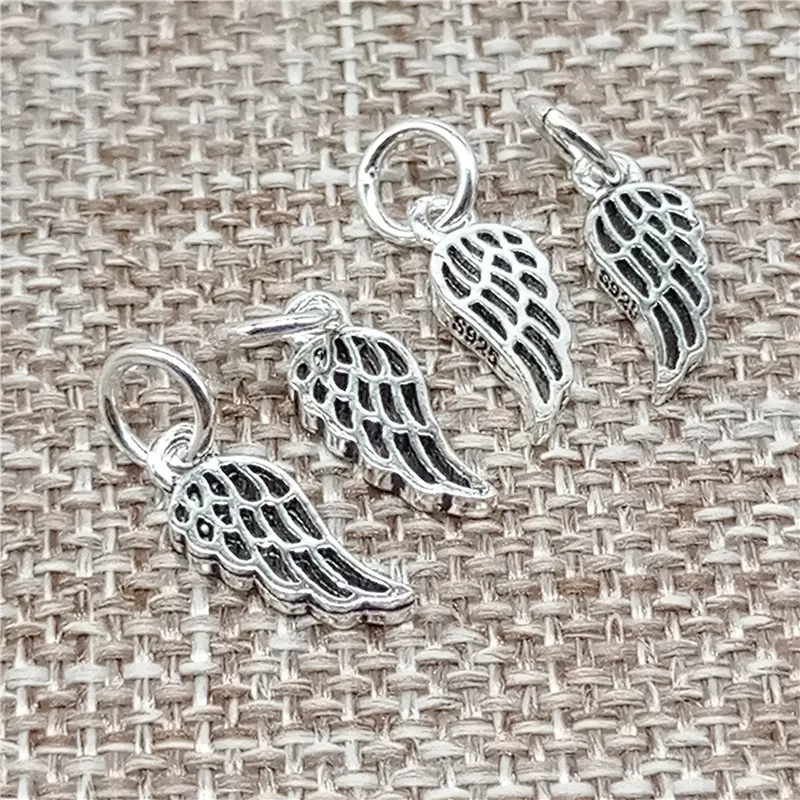 

10 Pieces of 925 Sterling Silver Small Hollow Angel Wing Charms for Bracelet Necklace Earring