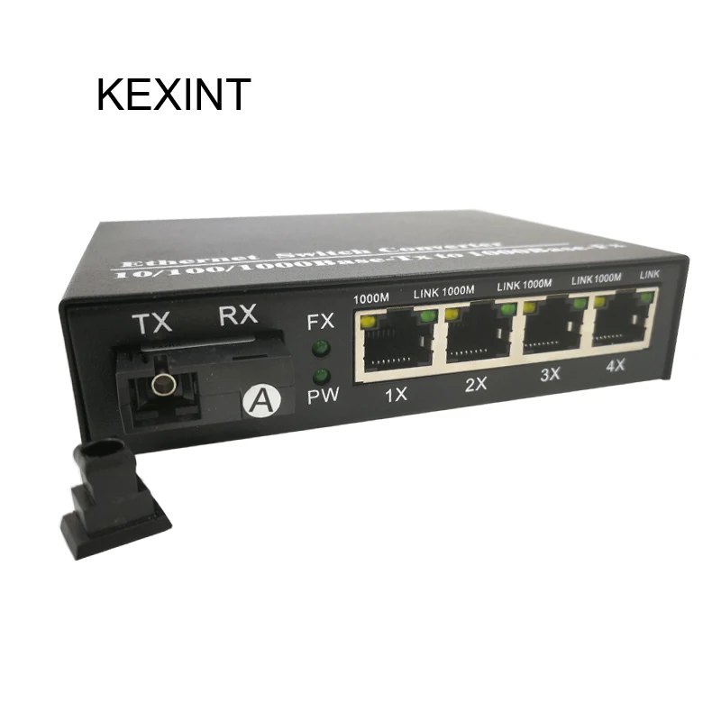 KEXINT Волоконно Оптический 4 порта Ethernet медиаконвертер волоконно сетевой