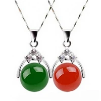 kyszdl fashion simple red green chalcedony round beads pendant necklace pendant jewelry birthday gift box