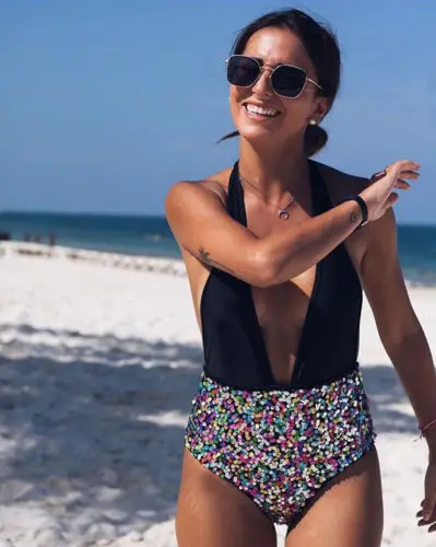 Новинка 2018 пикантный женский слитный купальник с блестками купальники монокини