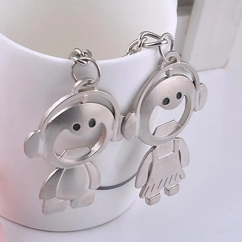 

2Pcs Portable Beer bottle Opener Hangings Keychain Boy & Girl Keychain Lovers Keyring Set Bottle Opener Key Chain Ring