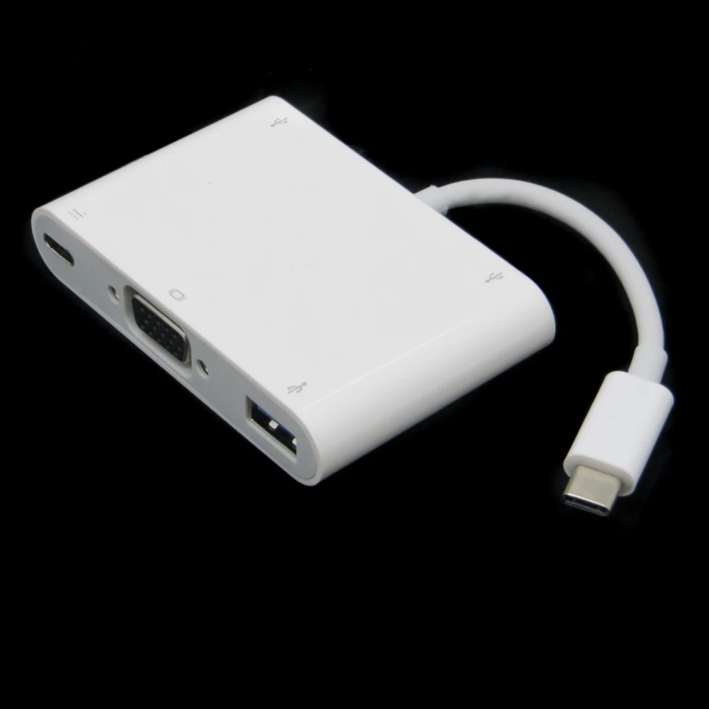 USB-C Type C USB 3.1 Male to VGA Monitor & OTG&ampCharger Adapter Cable for 12" Apple New Macbook Chromebook | Электроника