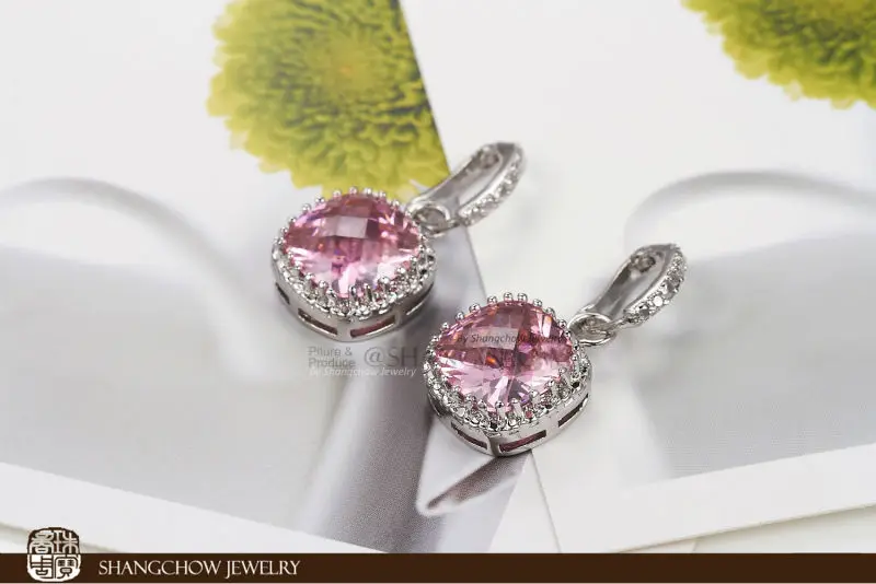 Новинка! Потрясающие модные ювелирные изделия розовые серьги из серебра 925 пробы