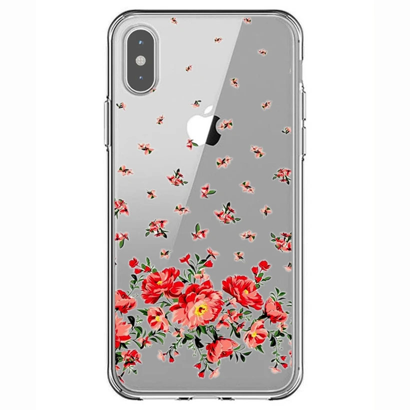 Для iphone 6 6s 6Plus 7 8plus чехол для X XR XS MAX Fundas Ретро цветок Прозрачный мягкий