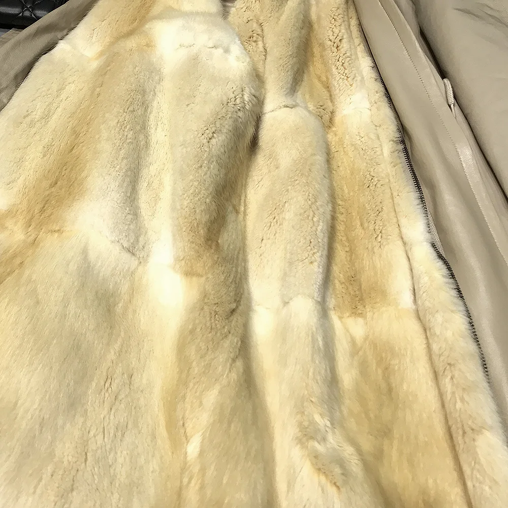 Maylofuer Detachable Natural Green Root Mink Fur Inner Parka Real Raccoon Collar Hood Coat Women Parkas Warm Golden | Женская одежда