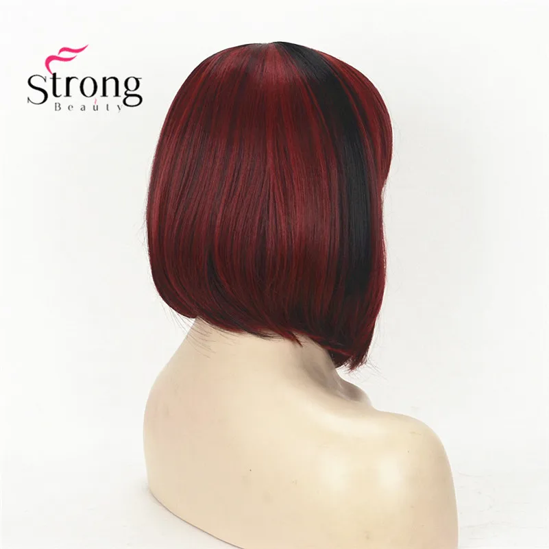 StrongBeauty короткий прямой темно-коричневый выделенный Боб, боковая обметка синтетические парики выбор цвета
