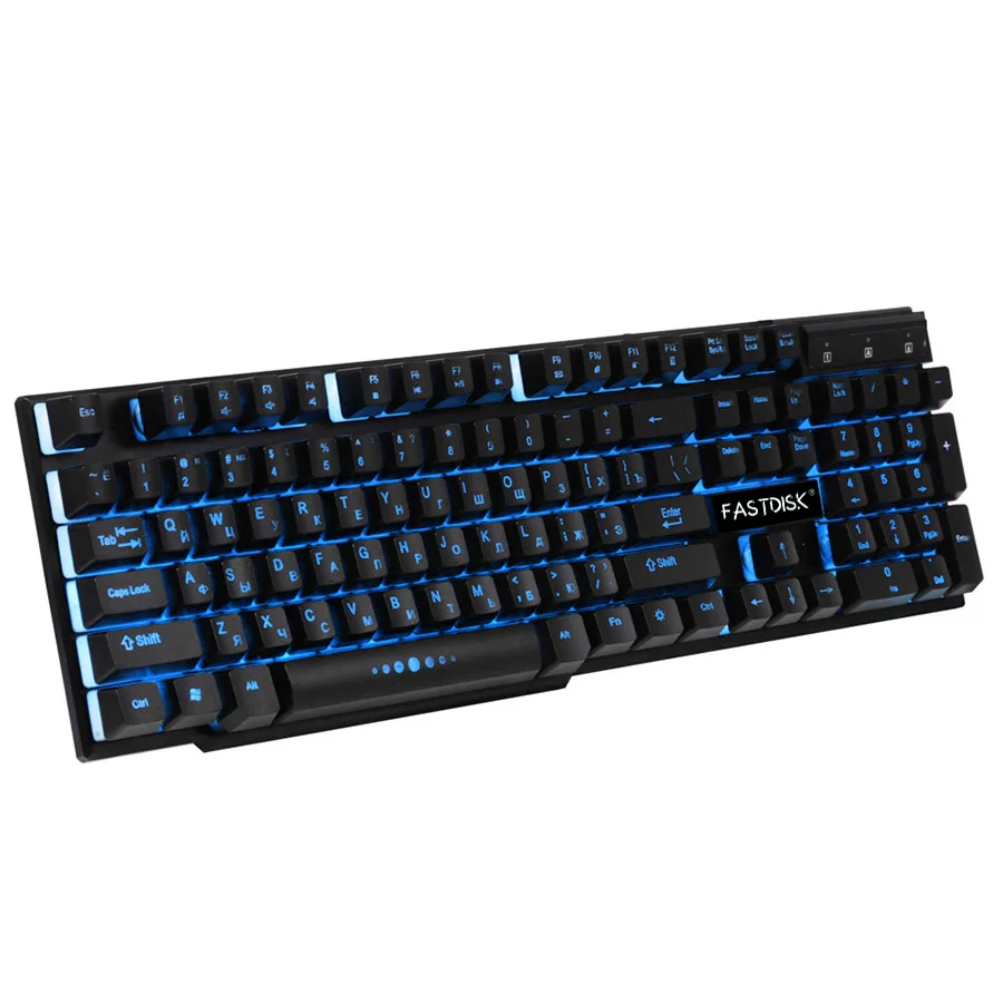 FASTDISK Русский/Английский 3 цвета подсветка игровая клавиатура Teclado геймер