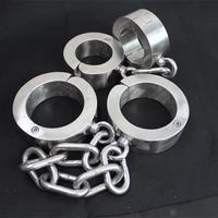 3 5 4 5kg heavy 4cm high stainless steel bondage shackleshandcuffs foot hand cuffs metal bondage restraints adult sex toys g22