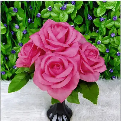 Главная Свадебная вечеринка цветок декор Открытые розы букет Шелковый гирлянды