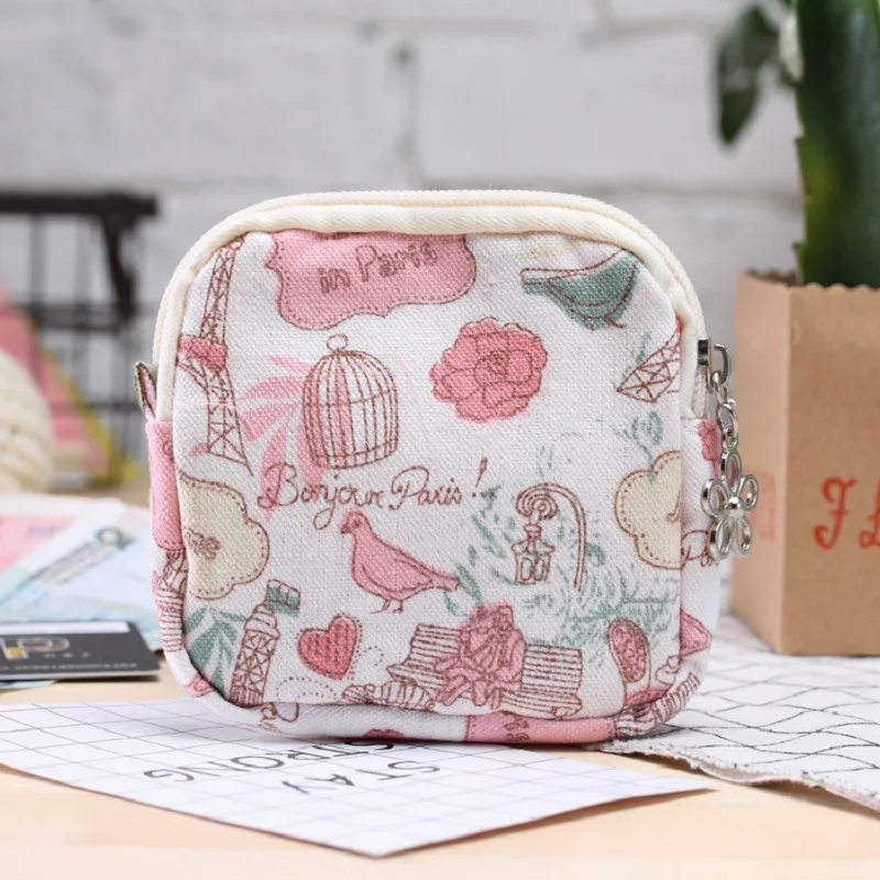 Короткий кошелек для женщин с принтом на холсте миниатюрный санитарный