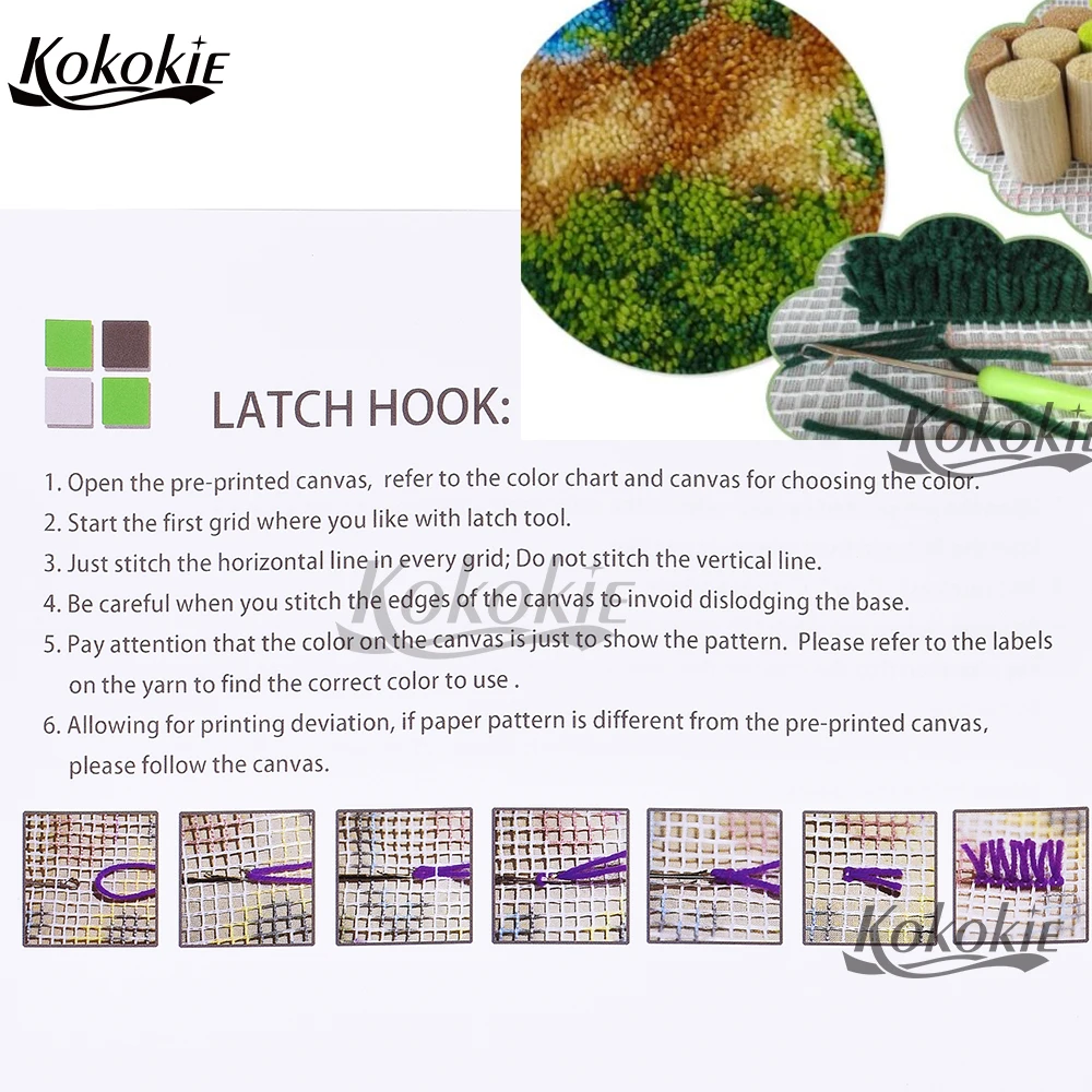 3d diy rug carpet Latch Hook making kit flower Unfinished Crocheting Rug Kits Yarn cross stitch kits Embroidery Pillowcase | Дом и сад