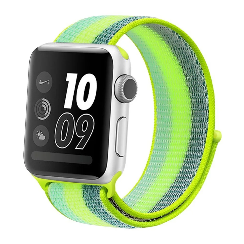 Дышащий ремешок для Apple Watch band 42 мм 38 Спортивная петля нейлоновый тканый браслет