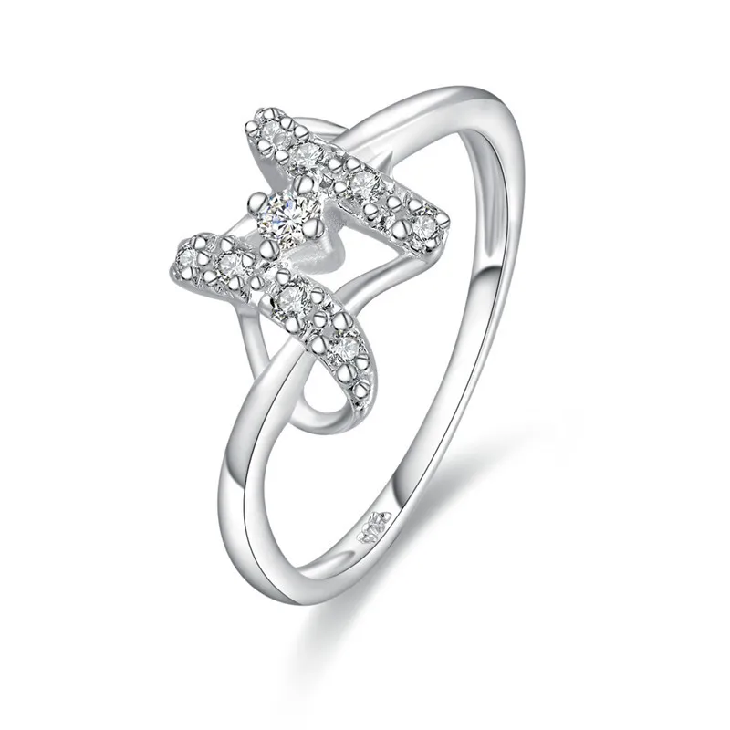 Мужская 925 чистого серебра гальваническим Кольцо Письма с красивой подарочной