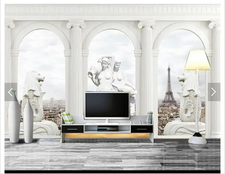 Пользовательские фото обои 3d TV Настенные фрески Европейский столб каменная