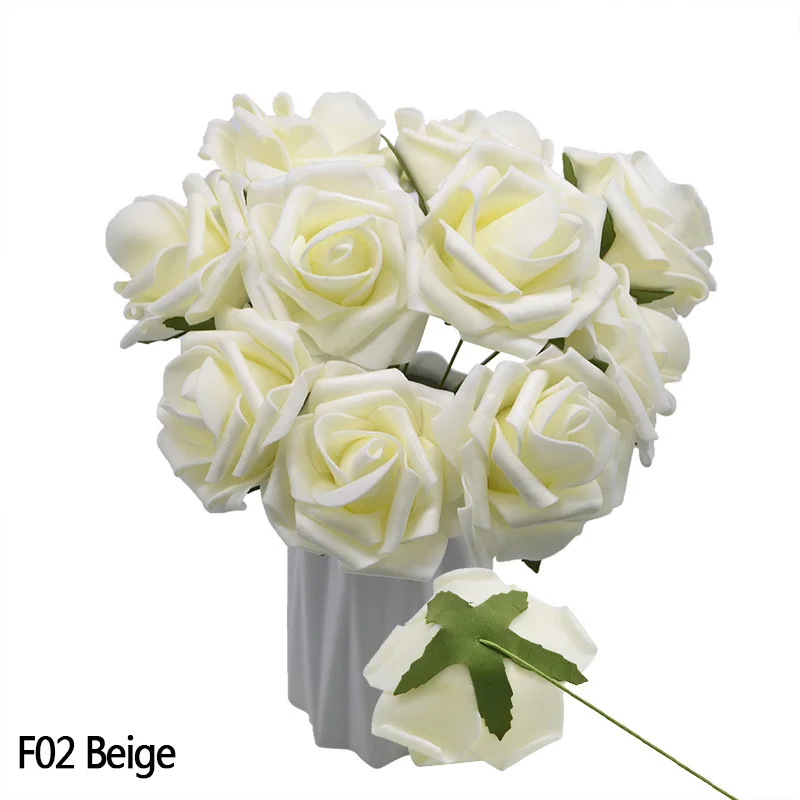 Beige 5 шт./лот 8 см Bigs пенополиэтилен искусственные розы бутоны Для свадебное украшение для дома DIY Декоративные искусственные цветы венок белый - Цвет: Beige