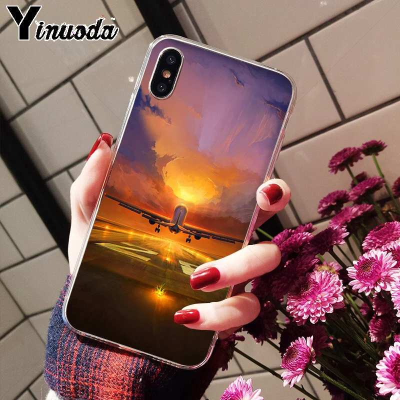 Yinuoda Airplane At The Sunrise Airplane мягкий чехол из ТПУ для телефона iPhone 6S 6plus 7 7plus 8 8Plus X Xs MAX 5 5S XR