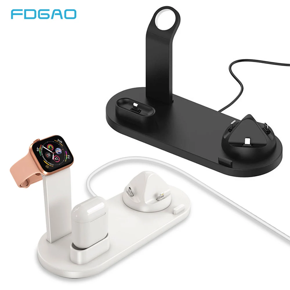 Зарядная Станция 3 в 1 подставка usb type-C Зарядка держатель для iPhone X XR XS Max 8 7 6S 6 Plus SE для Apple Watch Airpods зарядное устройство