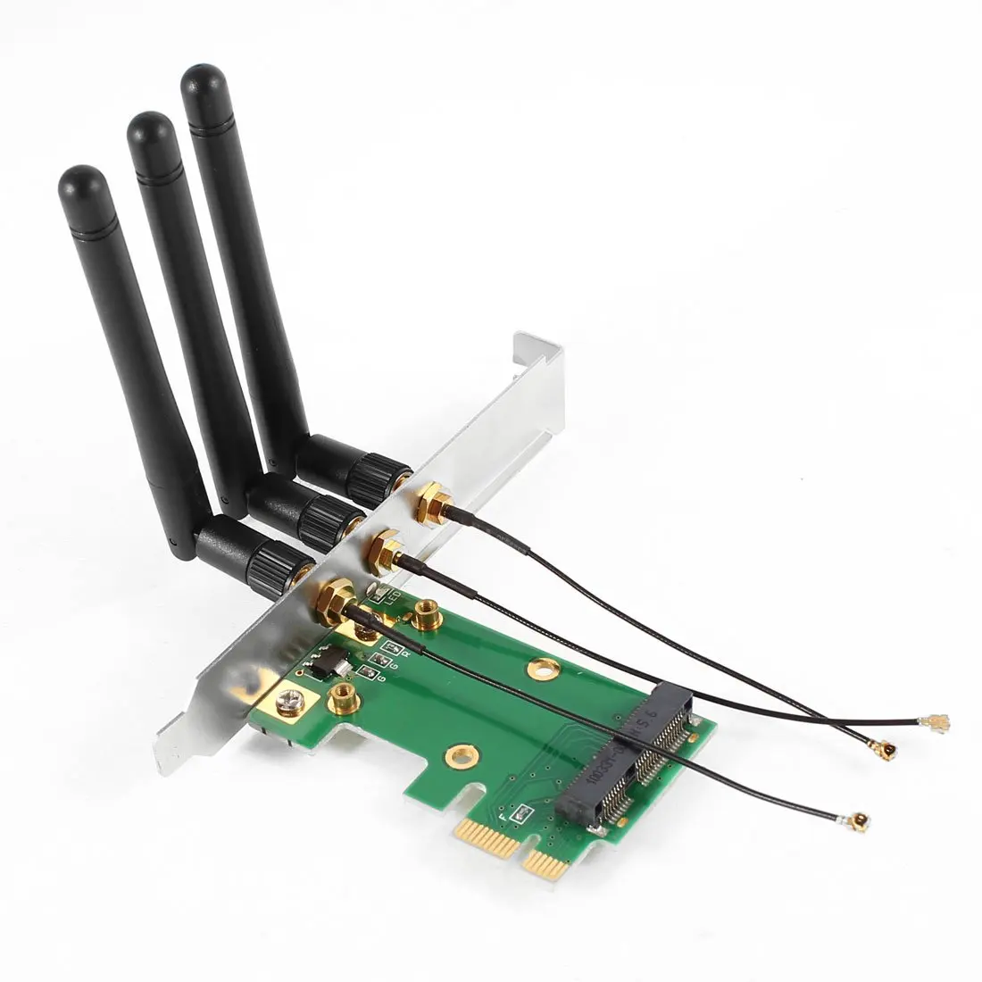 

Мини PCI-E Express к PCI-E беспроводной адаптер w 3 антенна WiFi для ПК