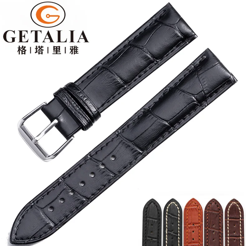 Мужской бамбуковый браслет из телячьей кожи 14 мм 16 18 19 20 22 24 мм|watchband 14mm|watchband 18watchband