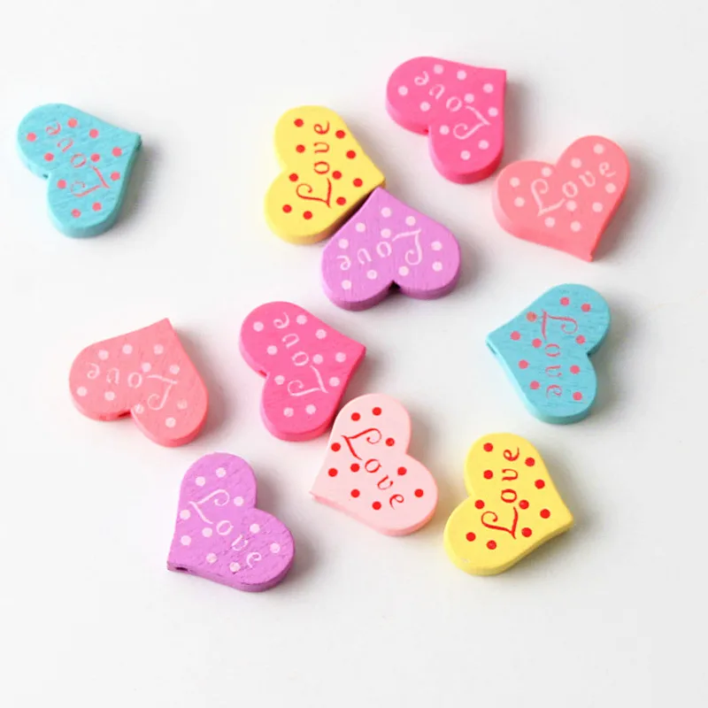 30 шт. деревянные бусины в форме сердца для самостоятельного изготовления