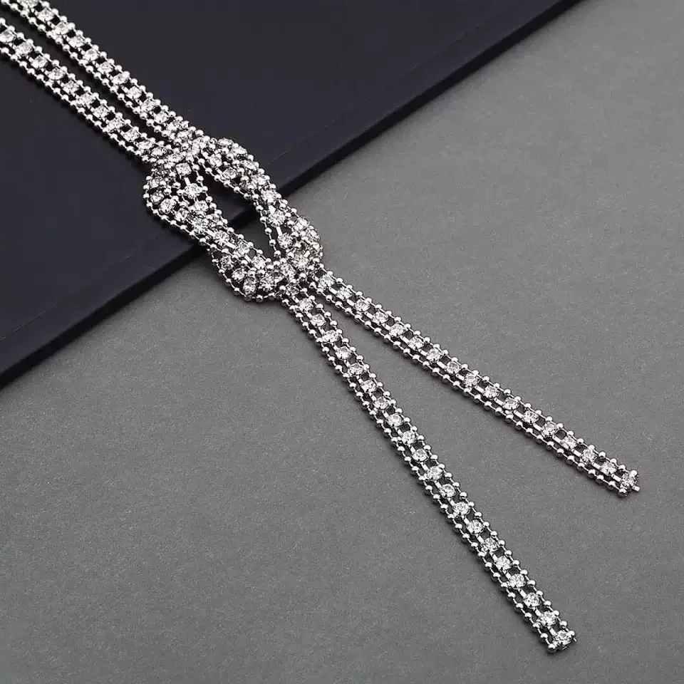 BYSPT Новое модное Хрустальное длинное ожерелье с кисточкой цепочка черными