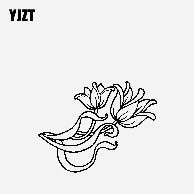 

YJZT 15.9CM*12.2CM Flower Creative Design And Decoration Car Sticker Vinyl Decal Black/Silver C23-0645