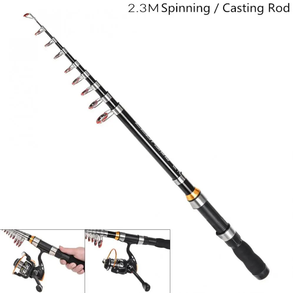 

2.3m Mini Ultra Short Telescopic Fishing Rods Glass Fiber 11 Section Portable Lure Ice Fishing Pole