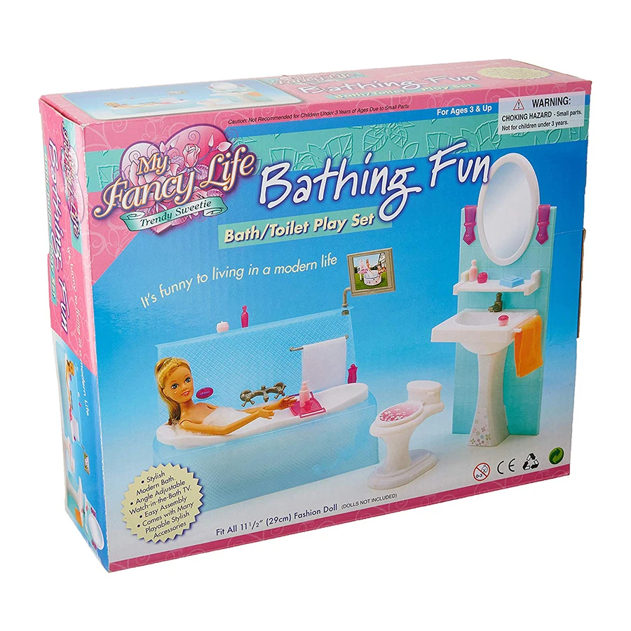 Кукольный дом Барби в датском стиле Красивая зеленая мебель аксессуары с ванной