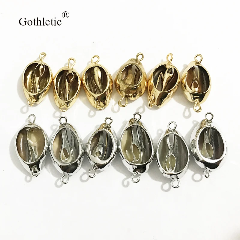 8 шт./лот 14x20 мм золото/родий цвет натуральный Пука Cowrie Shell свободные бусины с
