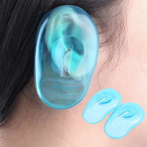 

6 pairs Clear Silicone Ear Cover Home Salon Hair Dye Shield s Blue
