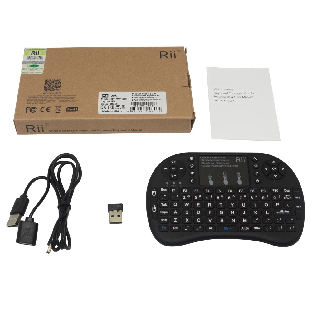 Rii i8 + мини 2 4 ГГц Беспроводной русский/испанский/Иврит Английский Подсветка