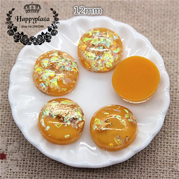 yellow 50pcs 50 шт. 12 мм смесь цветов смолы блестящая Морская раковина заполненная Круглая Плоская задняя часть Кабошон DIY Кнопка/ремесло Scrabooking аксессуар - Цвет: yellow 50pcs