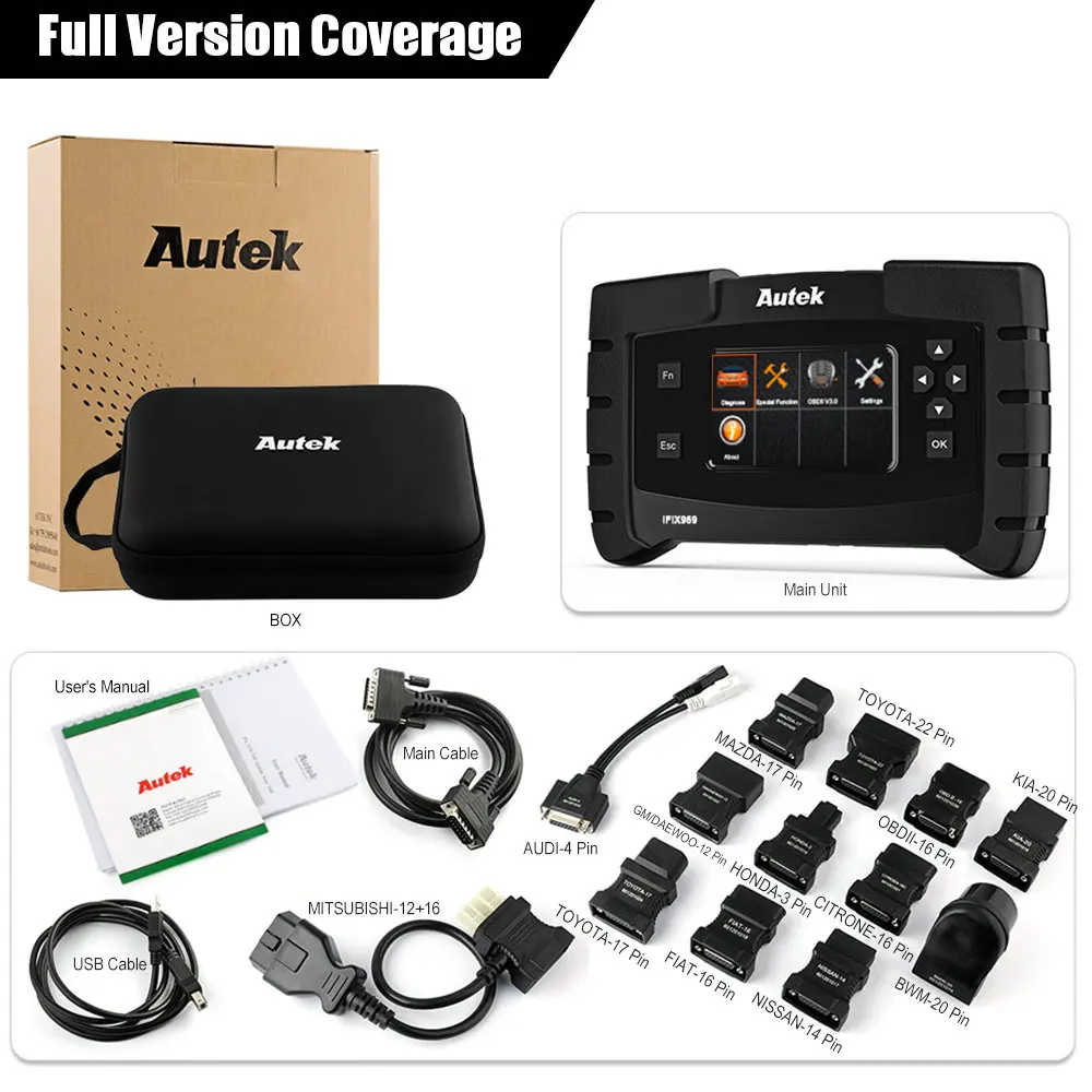 Full Version Autek IFIX969 OBD2 сканер для диагностики диагностика обд 2 авто сканер полная система OBD 2 Автомобильный диагностический инструмент ABS SRS EPB DPF Сброс многоязычный ODB2 Автомобильный обд сканер для авто - Цвет: Full Version