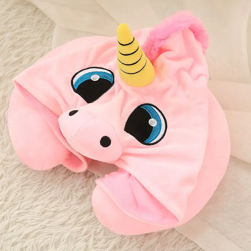 U образная дорожная подушка с милым единорогом мультяшное животное Шейная