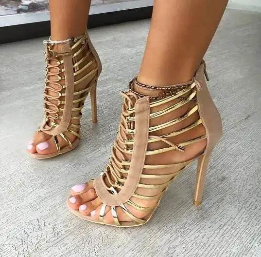 Сандалии в римском стиле пикантные босоножки на шнуровке высоком каблуке с