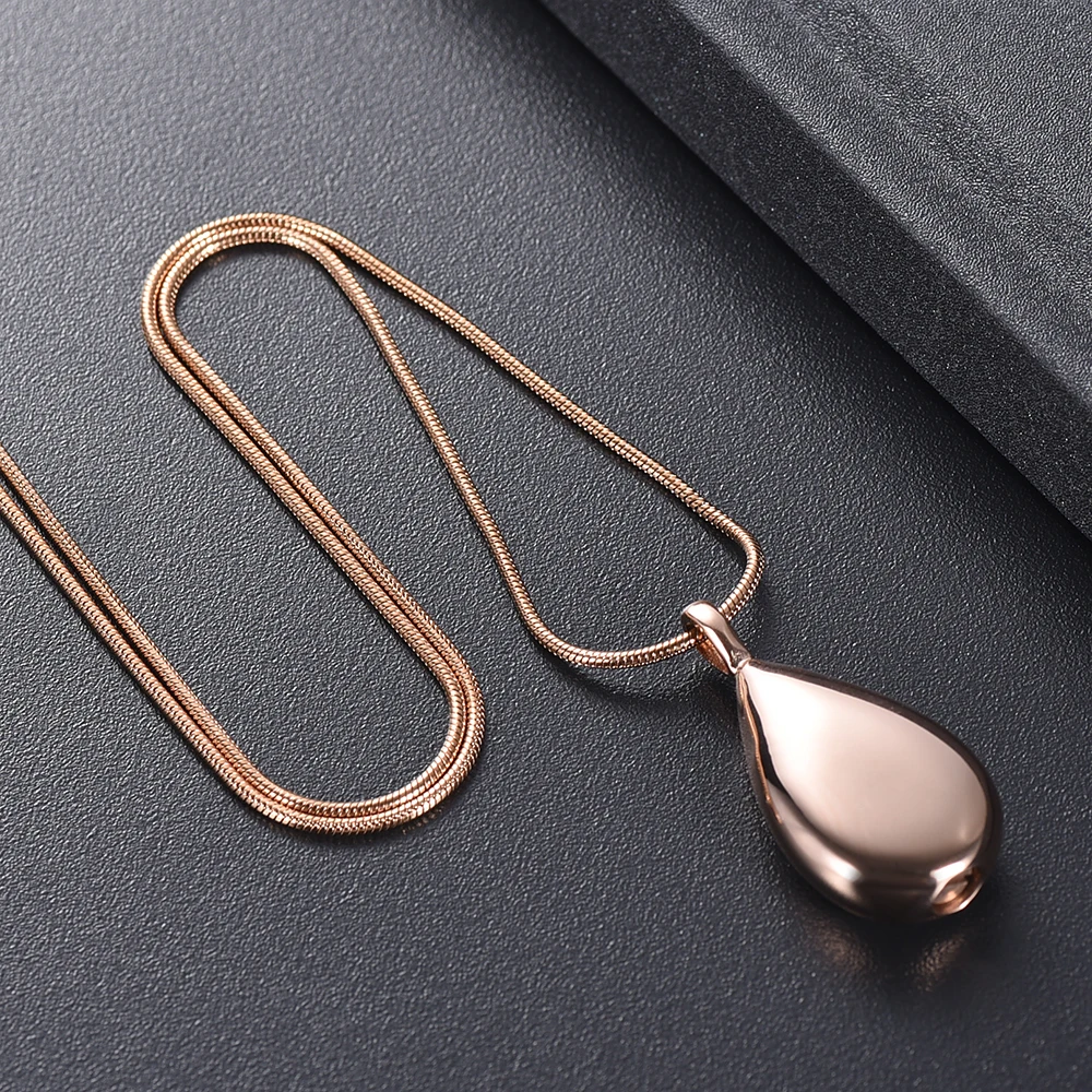 IJD9945 серебро/роза/черный/золото Цвет Engraveable Teardrop памятный сувенир, пепел Цепочки и ожерелья подвеска мемориальные украшения