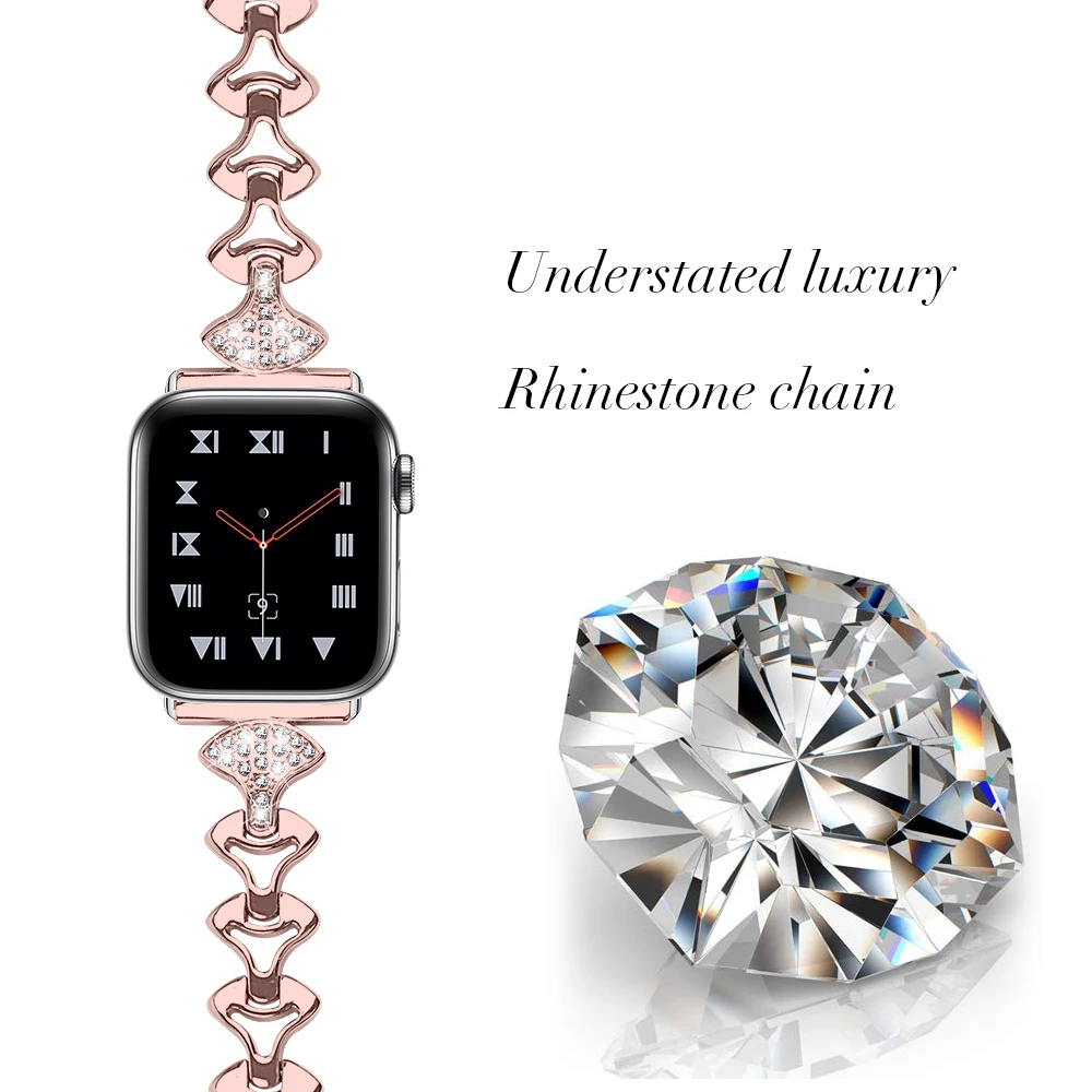 Joyozy мужской женский браслет с бриллиантами для Apple Watch 4/5/3/2/1 ремешок из
