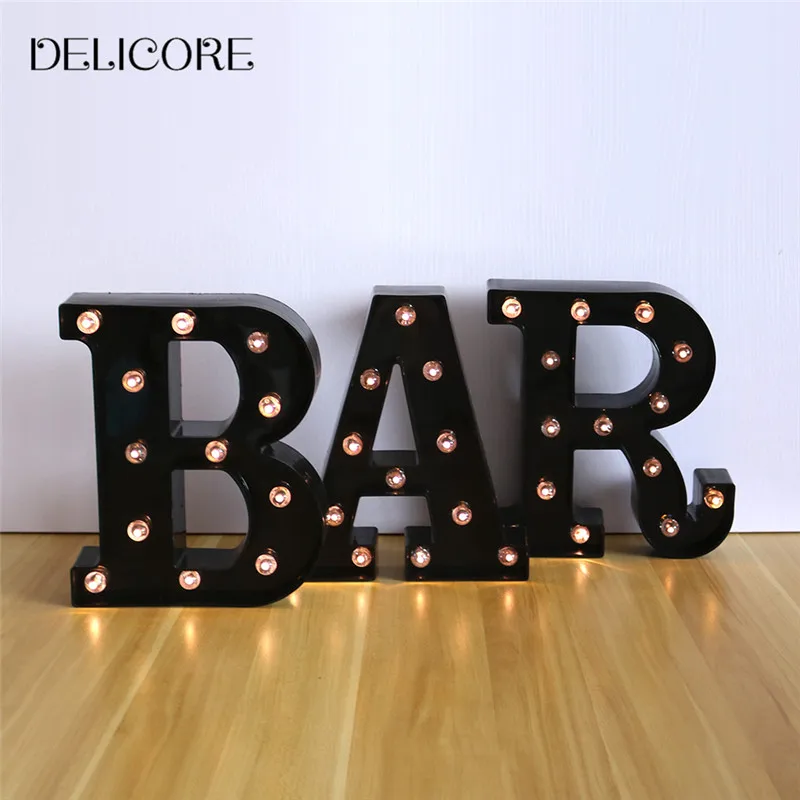 DELICORE Новый светодио дный лампы Night Light детей шатер черный письмо бар свет Винтаж