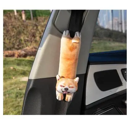 1pair safety belt Автомобильная кошка Huskie собака плюшевое покрытие ремня безопасности подголовник для шеи бумажное полотенце Чехол держатель ткани мягкая игрушка подарок для девочки - Цвет: 1pair safety belt