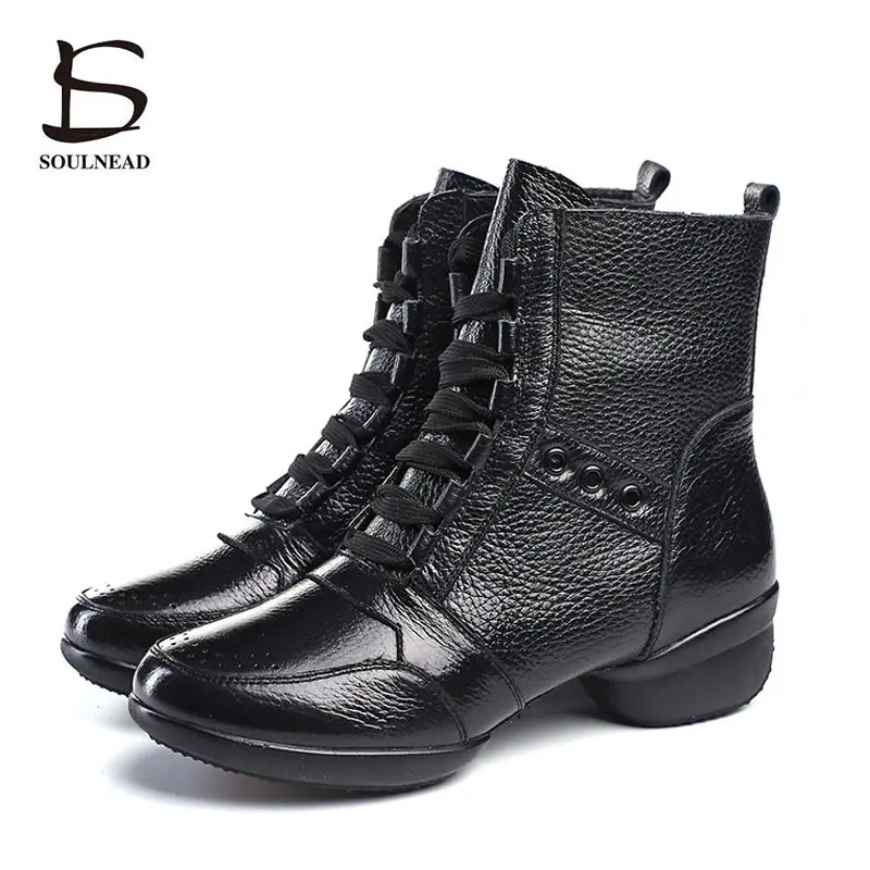 Cowhide Dancing Boots Women Jazz Dance Shoes High Quality Soft Women's Ballroom Modern Dancing Shoes Ladies Dance Boots Sneakers