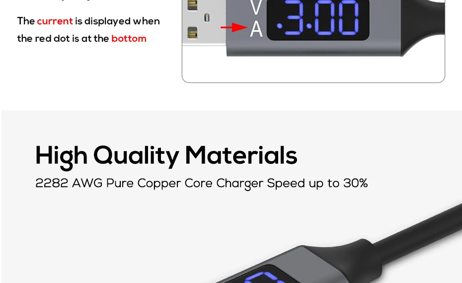 TOPK D-Line2 кабель usb type C, отображение напряжения и тока type-C кабель для быстрой зарядки и синхронизации данных USB-C для Xiaomi A1 samsung S9