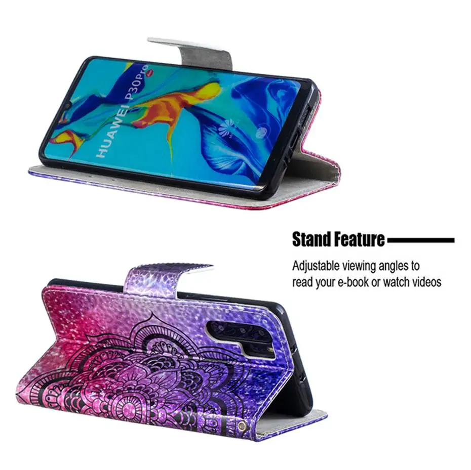 Лазерный флуоресцентный флип чехол для Huawei P30 P20 Pro Lite Y6 Y5 Y7 2018 P Smart 2019 PU кожаный