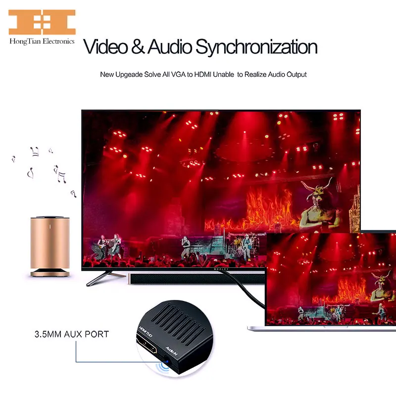 VGA к HDMI адаптер micro USB интерфейс Женский Мужской конвертер с AUX аудио 3 5 мм порт для