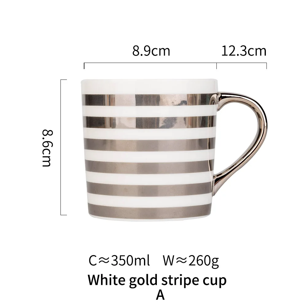 MDZF SWEETHOME Ceramic Mug Large Capacity Water Cup Simple Coffee Milk Mug with Handle - Цвет: white gold A